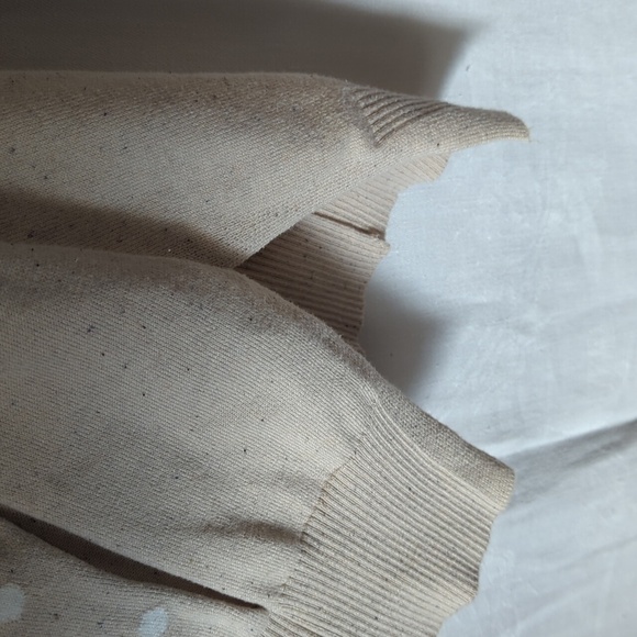 J Jill Oatmeal Beige Polkadot Buttoned Cardigan Size Medium - Picture 6 of 7